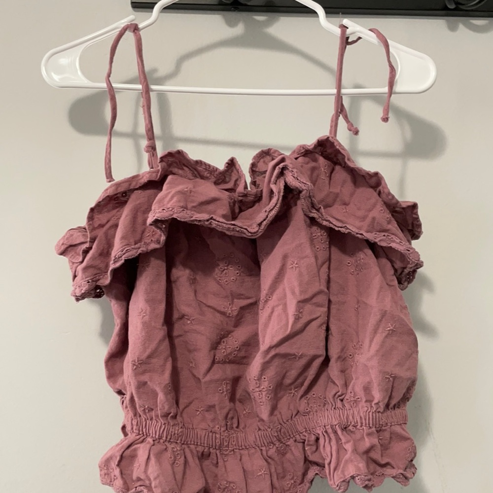 Plum Ruffled Crop Top
